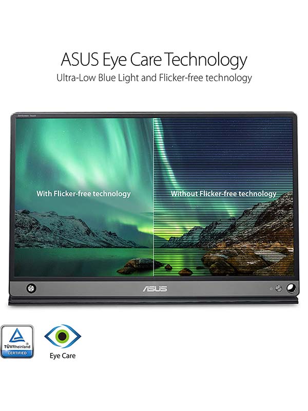 ASUS ZenScreen Touch MB16AMT USB portable monitor - Full HD15.6-inch Screen, IPS,10-point Touch, Built-in Battery, Hybrid Signal Solution, USB Type-C, Micro-HDMI, Compatible with Laptops, Smartphones, Gaming Consoles & Cameras