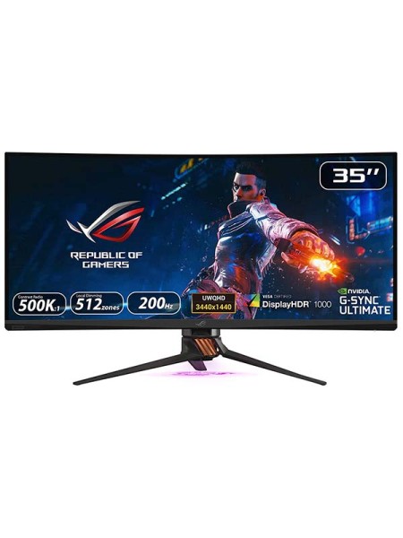 ASUS ROG Swift PG35VQ Ultra-Wide 35-Inch (3440 x 1440) HDR Gaming Monitor, 200Hz, 2ms, G-SYNC Ultimate, Quantum-dot, Smart Fan Control, Aura Sync, Hi-fi-grade ESS Amplifier, PG35VQ, Black with Warranty 