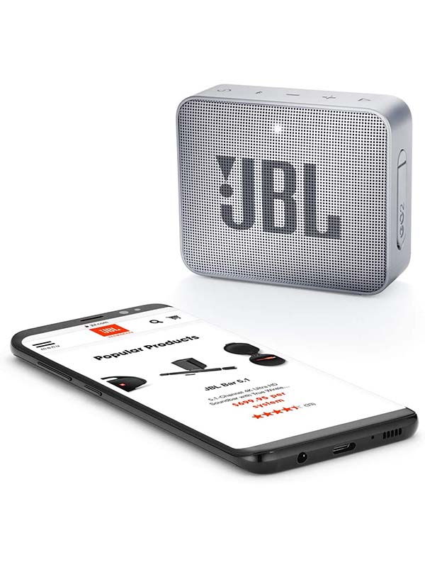 JBL GO2 Ultra Portable Waterproof Bluetooth Speaker, Gray