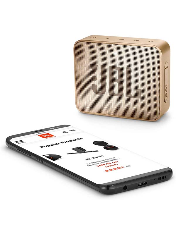 JBL GO2 Ultra Portable Waterproof Bluetooth Speaker, Champagne