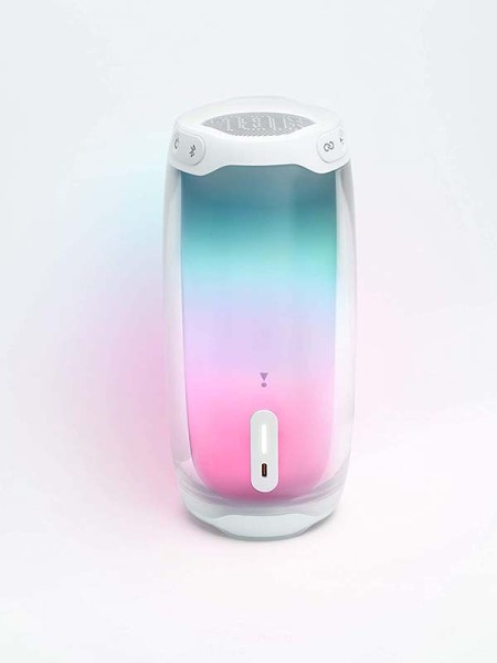 JBL Pulse 4 Portable Wireless Bluetooth Speaker with 360 degrees LED lights, IPX7 waterproof & 12 hours of playtime, White