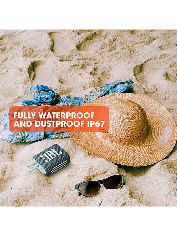 JBL Go 3 Portable Waterproof Wireless Speaker with Bluetooth, Gray