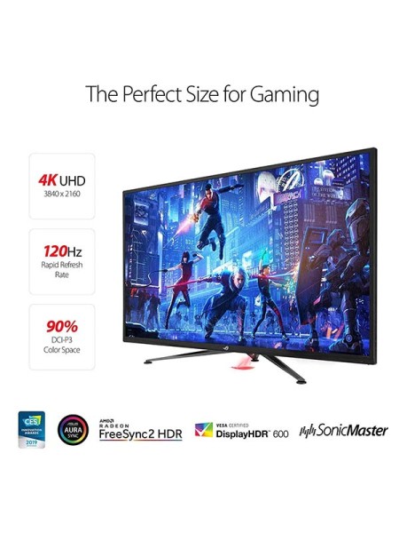 ASUS ROG Strix XG438Q 43-Inch 4K (3840 x 2160) HDR Large Gaming Monitor 120 Hz, FreeSync™ 2 HDR, DisplayHDR™ 600, DCI-P3 90%, Shadow Boost, 10W Speaker*2, Remote Control, XG438Q - Black with Warranty 