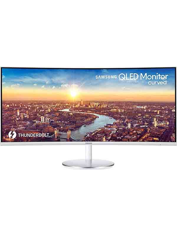 Samsung LC34J791WTMXUE QLED Curved Monitor 34inch Thunderbolt Curved Monitor with 21:9 Wide Screen, 3,440 x 1,440 Resolution, Quantum Dot Color, 3000:1 Contrast Ratio, AMD FreeSync, 100 Hz Refresh Rate, HDMI, White | LC34J791WTMXUE Samsung QLED Monitor
