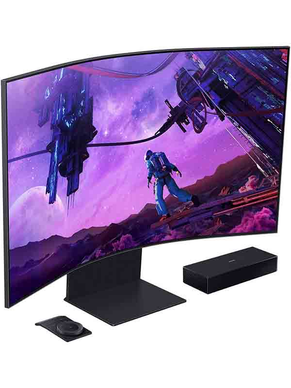 Samsung LS55BG970NMXUE Odyssey 55inch 4K UHD 1000R Curved Monitor, 165Hz Refresh Rate, 1ms Response Time, 16:9 Aspect Ratio, Quantum HDR2000, 1Billion Color Support, HDR10+, Sound Dome Technology | Samsung Odyssey 4k  55" UHD Monitor LS55BG970NMXUE