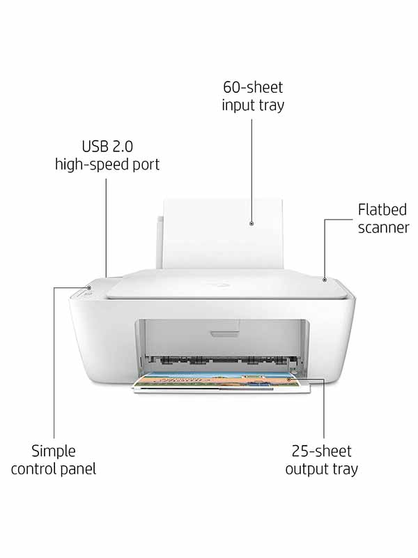 HP 2320 DeskJet All-in-One Printer, USB Plug and Print, Scan, and Copy -White | HP Deskjet 2320 / 7WN42B with Warranty 