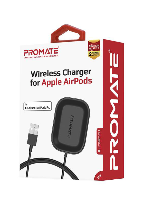 Promate AuraPod-1 Wireless Charging Pad, USB Type A Port with 5W Wireless Charging Dock, Black - PR.AURAPOD-1.BK