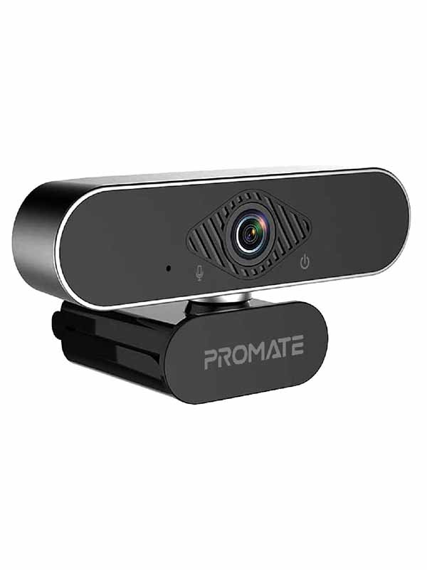 Promate ProCam-2 Premium Auto Focus FHD 1080P Pro USB Webcam with Built-In Noise Reduction Mic, Tripod Stand and 120° Wide Angle for Live Streaming/Video Chat/Online Classes/PC/iMac/Laptop, Black - PR.PROCAM-2.NC 