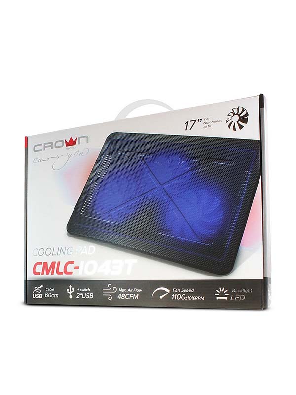 Crown CMLC-1043T Laptop Cooler Stand, Black & Blue 