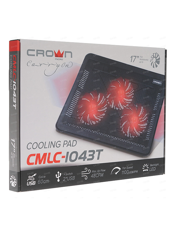 Crown CMLC-1043T Laptop Cooler Stand, Black & Red