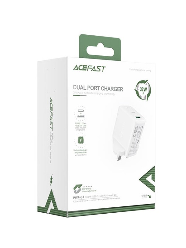 ACEFAST A8 PD32W(USB-C+USB-A) dual port charger White | ACEFAST A8 White