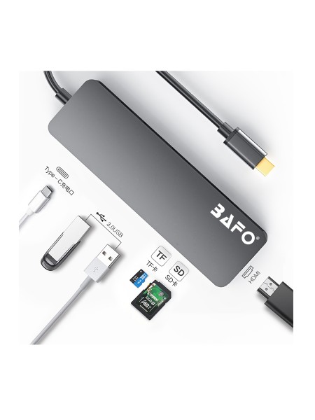Bafo BF-C396 6in1 Type-C to 2xUSB3.0+HDMI+Type-C3.0+SD/TF Docking Station | BF-C396