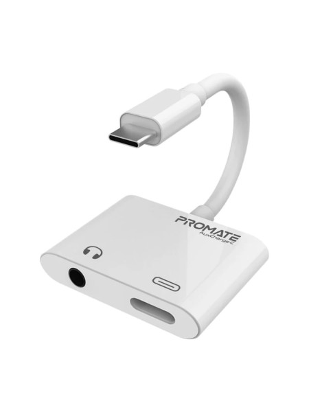 Promate AUXCharge-C USB-C to 3.5mm Audio Adapter with Power Delivery | AUXCharge-C