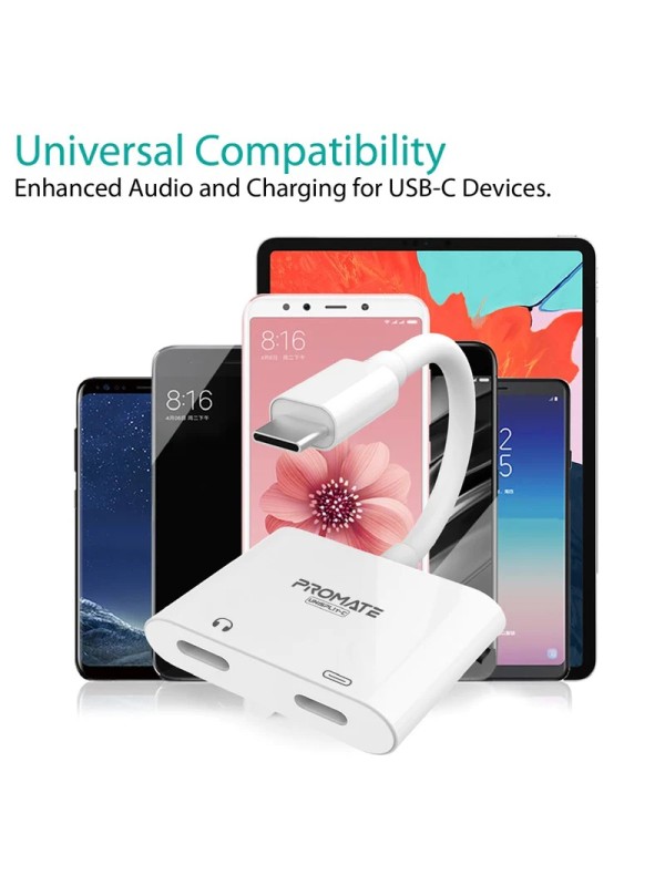 Promate UniSplit‐C 2-in-1 Audio & Charge USB-C Adapter | UniSplit‐C