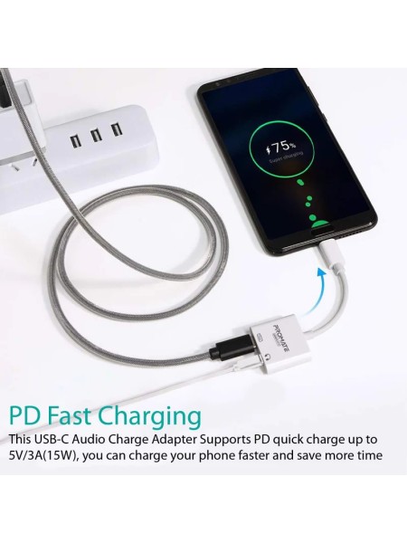 Promate UniSplit‐C 2-in-1 Audio & Charge USB-C Adapter | UniSplit‐C