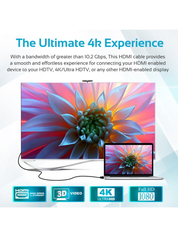 Promate proLink4K1‐150 Right Angle HDMI Audio Video Cable | proLink4K1‐150