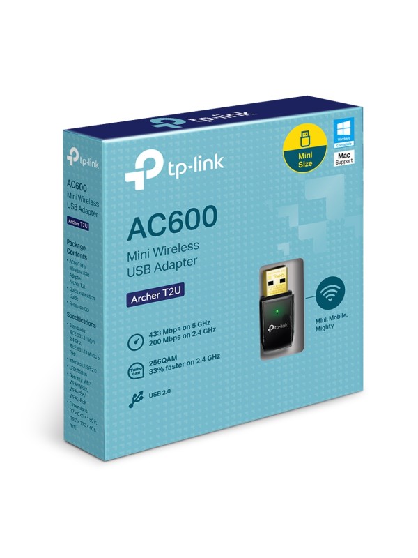 TP Link Archer T2U AC600 Wireless Dual Band USB Adapter for PC, Desktop, Laptop and Tablet | Archer T2U