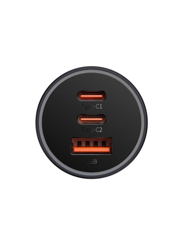 Baseus Golden Contactor Pro Triple Fast Charger Car Charger 65W U+C+C Dark Gray | CGJP010013