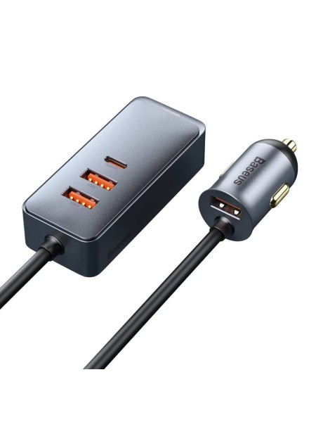 Baseus Share Together PPS multi-port Fast charging car charger with extension cord 120W 3U+1C Gray | CCBT-B0G