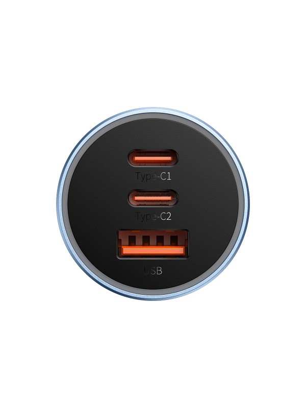 Baseus Golden Contactor Pro Triple Fast Charge Car Charger 65W U+C+C Wathet blue | CGJP010003