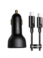 Baseus Superme Digital Display PPS Dual Quick Charger Car Charger Blackwith fast charging Cable | TZCCZX-01