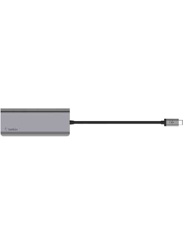 Belkin AVC008BTSGY USB-C Hub with Tethered USB-C Cable, USB-C Dock for MacOS and Windows USB-C Laptops, 5GPS Data Transfer, Gray - BL-USBC-6P-MM-HDMI-ADP