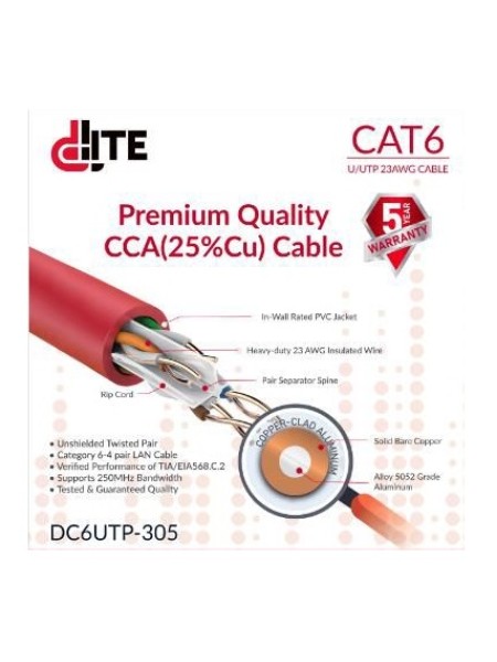 Dlite DC6UTP-305 Cat6 UTP Cable 305 Meters | Dlite DC6UTP-305