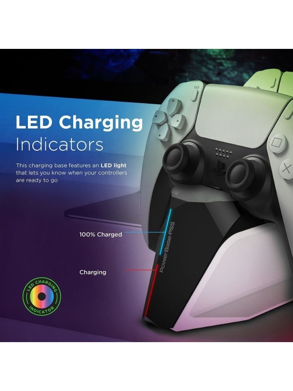 Vertux PowerBase-PS5 DualDock Charging Hub For PS5 DualSense Controller | PowerBase-PS5