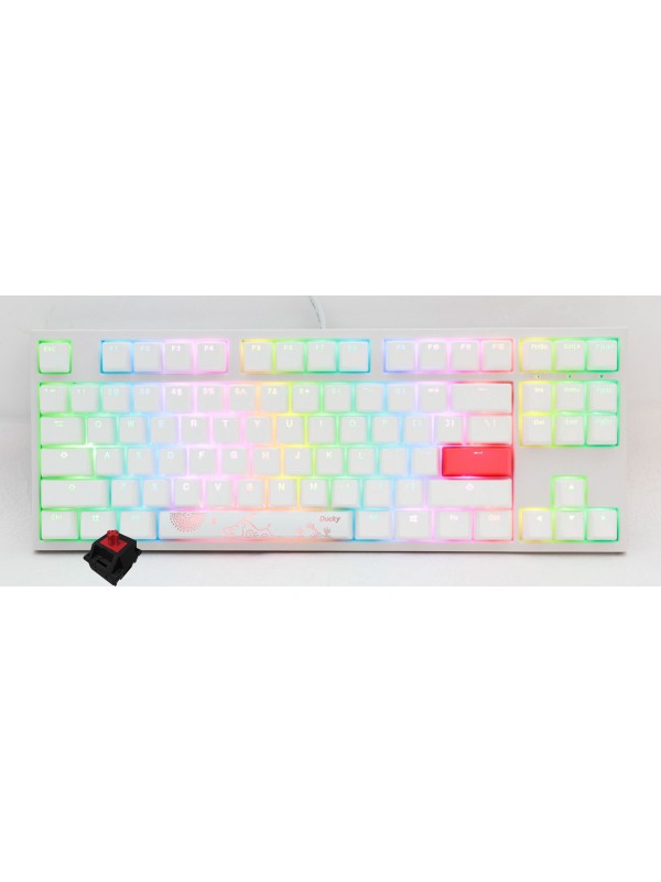 Ducky One 2 TKL RGB Cherry Red RGB Switch White, Black keycaps, White top case white bottom case Eng/Arabic Keyboard | DKON1787ST-RARALWWT1