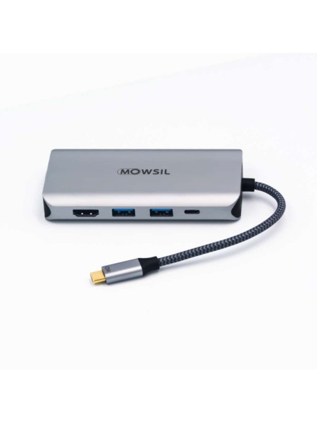 Mowsil USB C 10-in-1 Adapter Hub Type C to USB 3.0 x 3, HDMI, VGA, Type-C, SD, Micro SD, LAN, Stereo Adapter | MOCHB10
