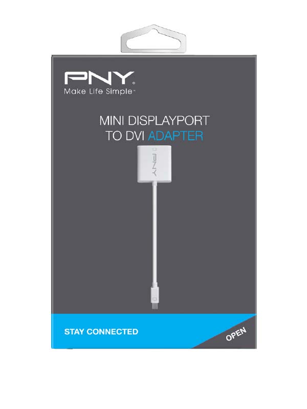 PNY Mini Display Port to DVI Adapter | A-DM-DV-W01-RB