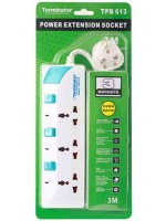 Terminator TPB613-3M Three Way Power Extension Socket - 3M, White