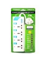 Terminator TPB614-3M Four Way Power Extension Socket - 3M, White