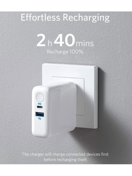 Anker POWERCORE III FUSION 5000mah POWERBANK+WALL CHARGER WHITE | A1624H22