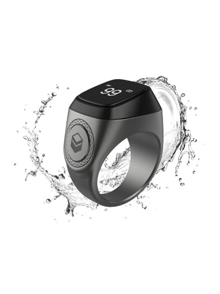 Zikr Smart Tasbih Rechargable Bluetooth Waterproof Metal Ring 18MM, Graphite Gray | Smart Tasbih