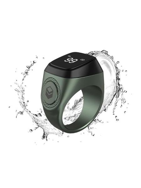 Zikr Smart Tasbih Rechargable Bluetooth Waterproof Metal Ring 18MM, Green | Smart Tasbih