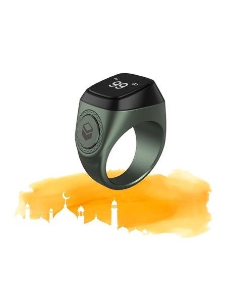 Zikr Smart Tasbih Rechargable Bluetooth Waterproof Metal Ring 18MM, Green | Smart Tasbih