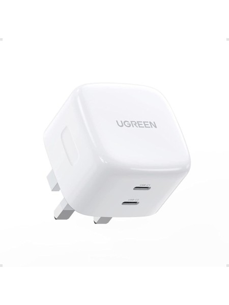 UGreen Gan Fast Charger 65W UK with 2 x USB-C Ports White | UGreen Gan 65W