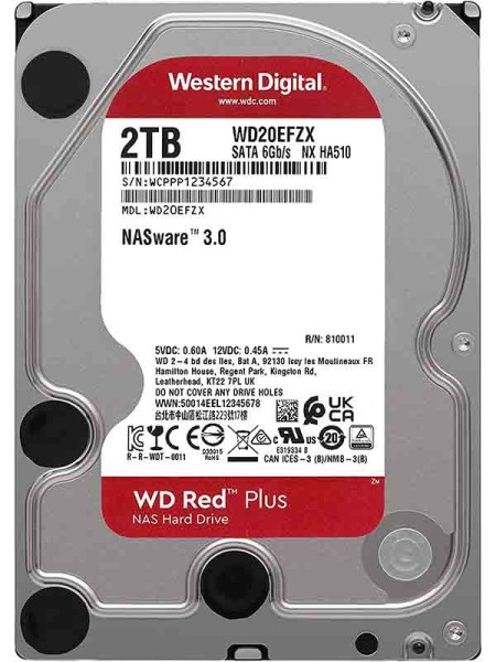 Western Digital 2TB WD Red Plus NAS Internal Hard Drive HDD -WD20EFZX