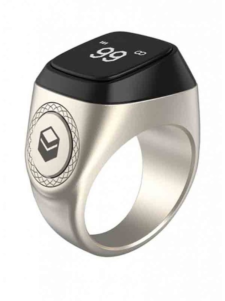 Zikr Smart Tasbih Rechargable Bluetooth Waterproof Metal Ring 18MM, Silver 