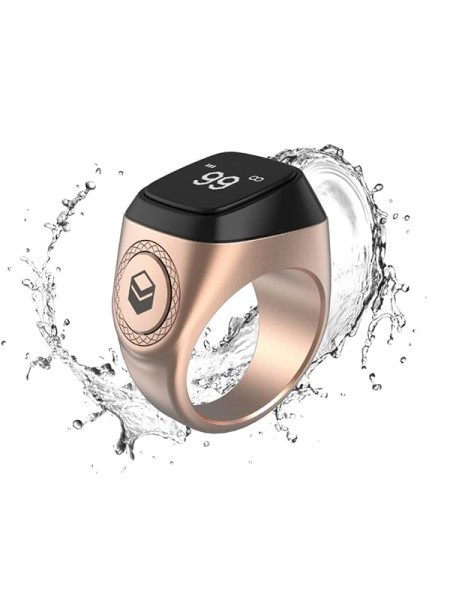 Zikr Smart Tasbih Rechargable Bluetooth Waterproof Metal Ring 18MM, Rose Gold | Smart Tasbih