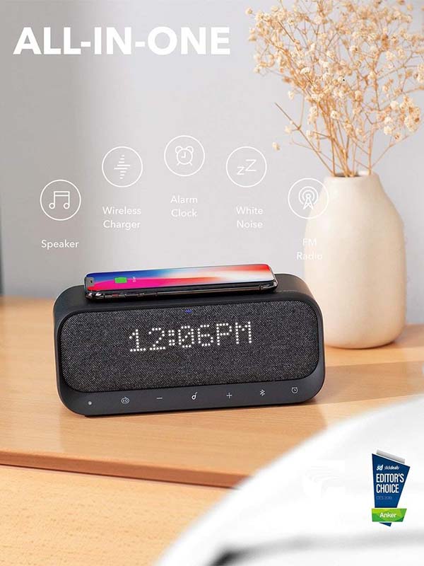 Anker Soundcore Wakey Wireless Bluetooth Speaker with Wireless  Charger & Alarm Clock, Black With Warranty 