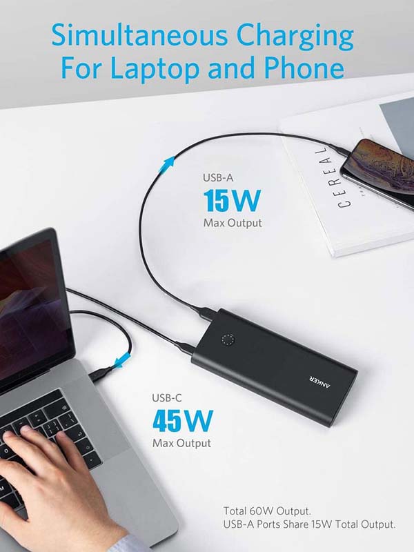 Anker PowerCore+ 26800 PD 45W with 60W PD Charger, Power Delivery Portable Fast Charging for Laptops, Tablets and Phones