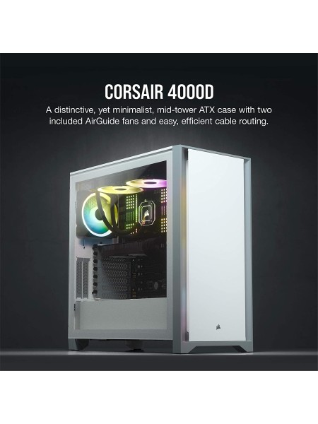 CORSAIR 4000D AIRFLOW Tempered Glass Mid-Tower ATX Case WHITE