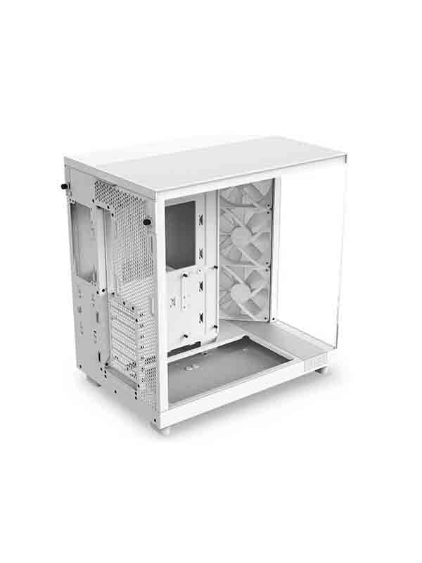 NZXT H6 Flow RGB Dual-Chamber Airflow Mid-Tower ATX Gaming Case, Panoramic Glass Panels, Up to 360 mm Radiator & 3x 120mm RGB Fans, Cable Mgt, USB-C 3.2 / USB-A 3.2, White with Warranty | CC-H61FW-R1