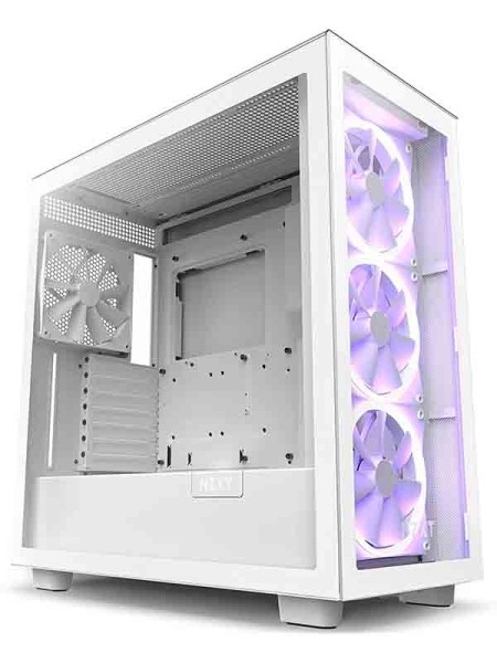 NZXT H7 Elite ATX Mid Tower PC Gaming Case Front I/O USB Type-C Port Quick-Release Tempered Glass Side Panel, White | CM-H71EW-01