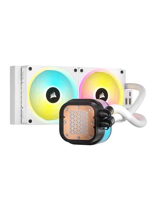 Corsair iCUE Link H100i 240mm RGB AIO Liquid CPU Cooler, Corsair CPU Cooler, 240mm Radiator with QX120 RGB Fans, Up to 2400 RPM Speed, 63.1 CFM Airflow, Intel 1700 & AMD AM5 Sockets, White with Warranty | CW-9061005-WW