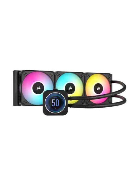 Corsair ICUE H150i ELITE LCD XT Display RGB Liquid CPU Cooler, Corsair Liquid CPU Cooler, 360mm Radiator, 2.1" IPS LCD Display, 120mm AF RGB ELITE Fans, 65.57 CFM Airflow, 2100RPM Speed, Pump Head with RGB LED Ring, Black | CW-9060075-WW