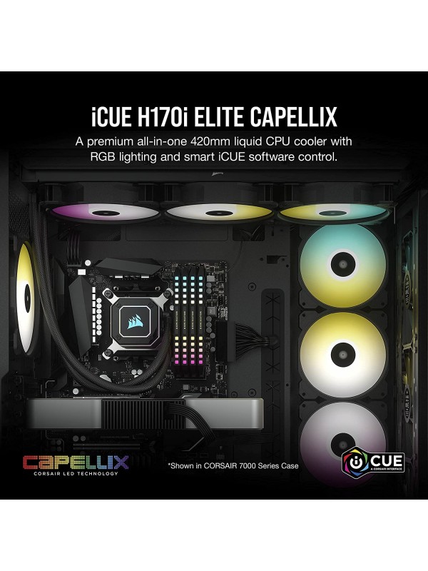 CORSAIR iCUE H170i ELITE CAPELLIX Liquid CPU Cooler - 33 Dynamic RGB LEDs - 140mm Fans - 420mm