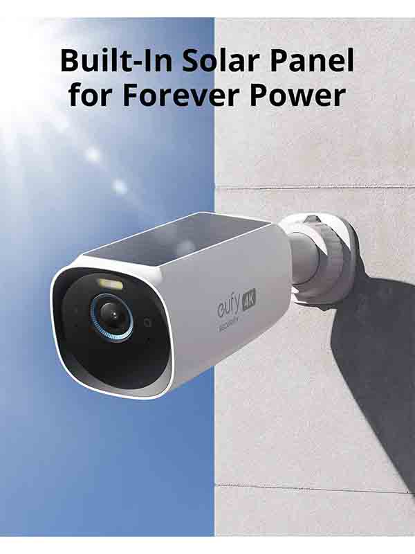 eufy T81603W1 Security eufyCam 3 Add-on Camera, Security Camera Outdoor Wireless, 4K Camera, Forever Power with Solar Panel, Face Recognition AI, Expandable Local Storage, Spotlight, Requires HomeBase 3 with Warranty | T81603W1